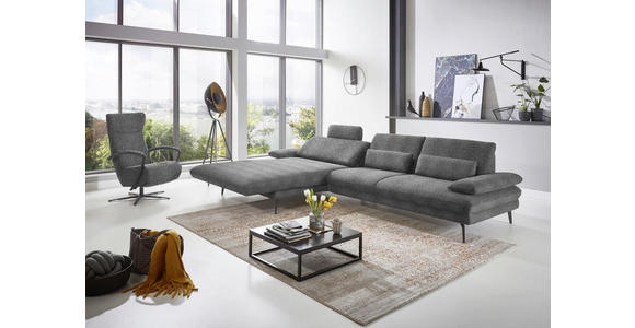 ECKSOFA in Chenille Grau  - Schwarz/Grau, Design, Textil/Metall (180/310cm) - Dieter Knoll