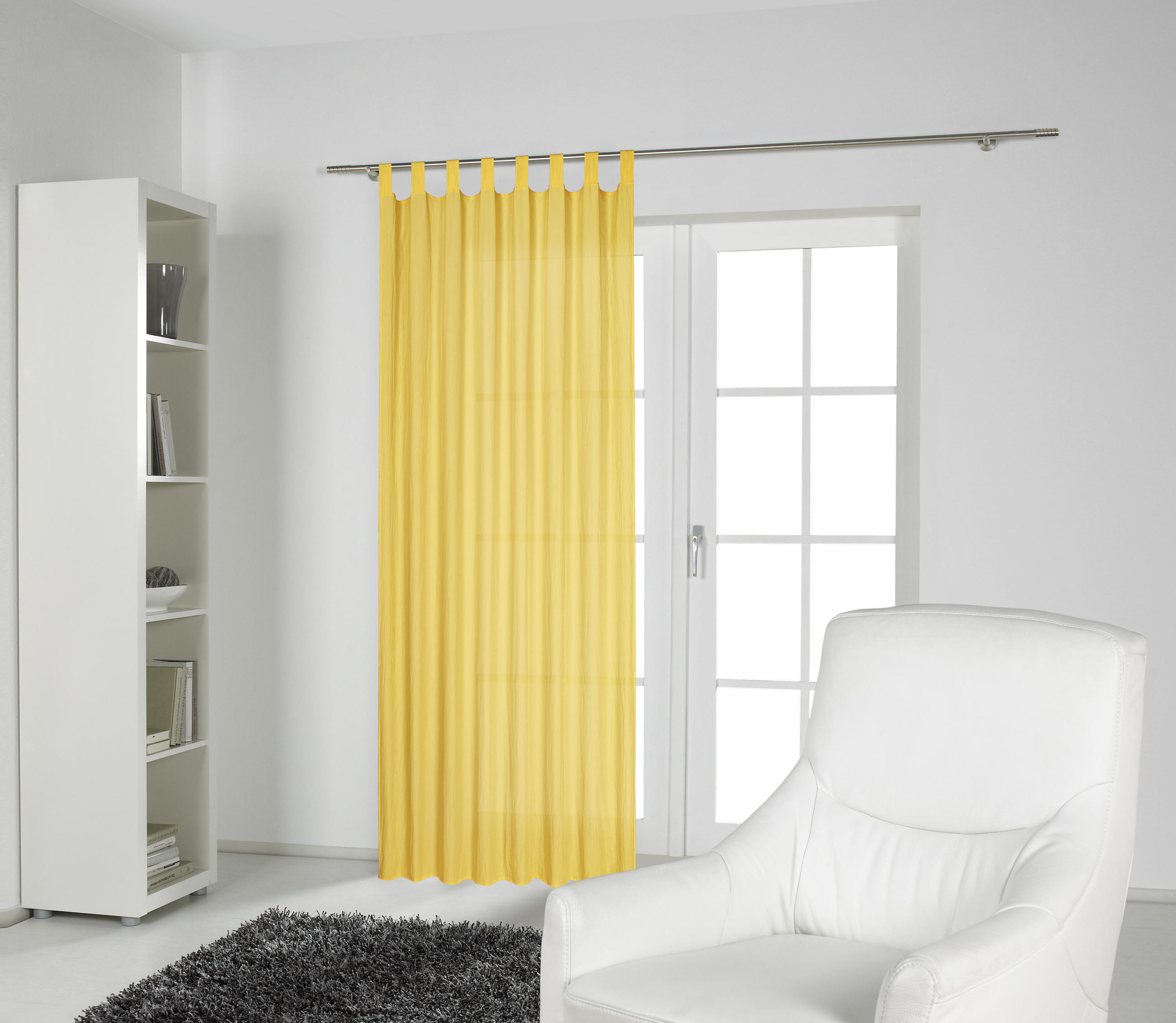 ZAVESA SA PETLJAMA ZA KAČENJE žuta - žuta, Osnovno, tekstil (135/245cm) - Boxxx