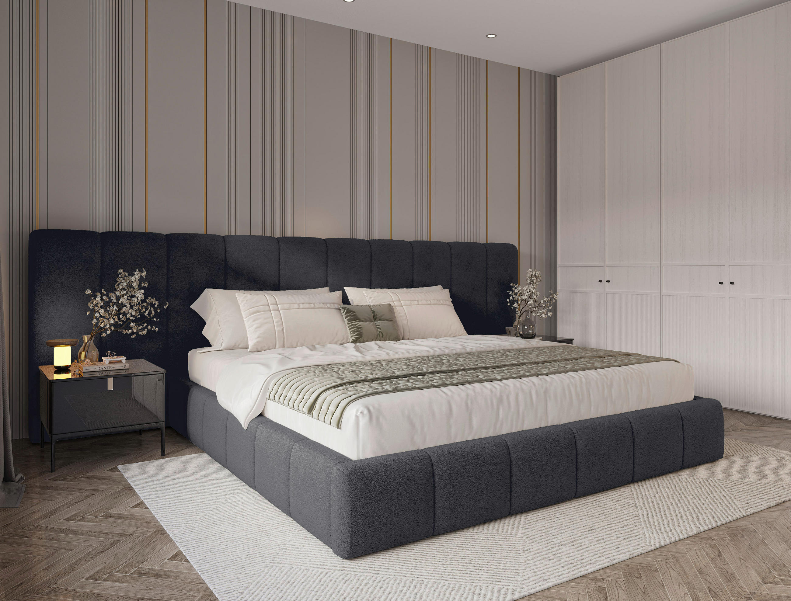 POLSTERBETT 180/200 cm  Anthrazit  - Anthrazit/Schwarz, Design, Holz/Kunststoff (180/200cm) - Carryhome