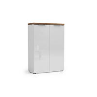 VISOKA KOMODA   80,2/115/34 cm   bijela, boje hrasta  - bijela/boje hrasta, Design, drvni materijal/metal (80,2/115/34cm) - Voleo