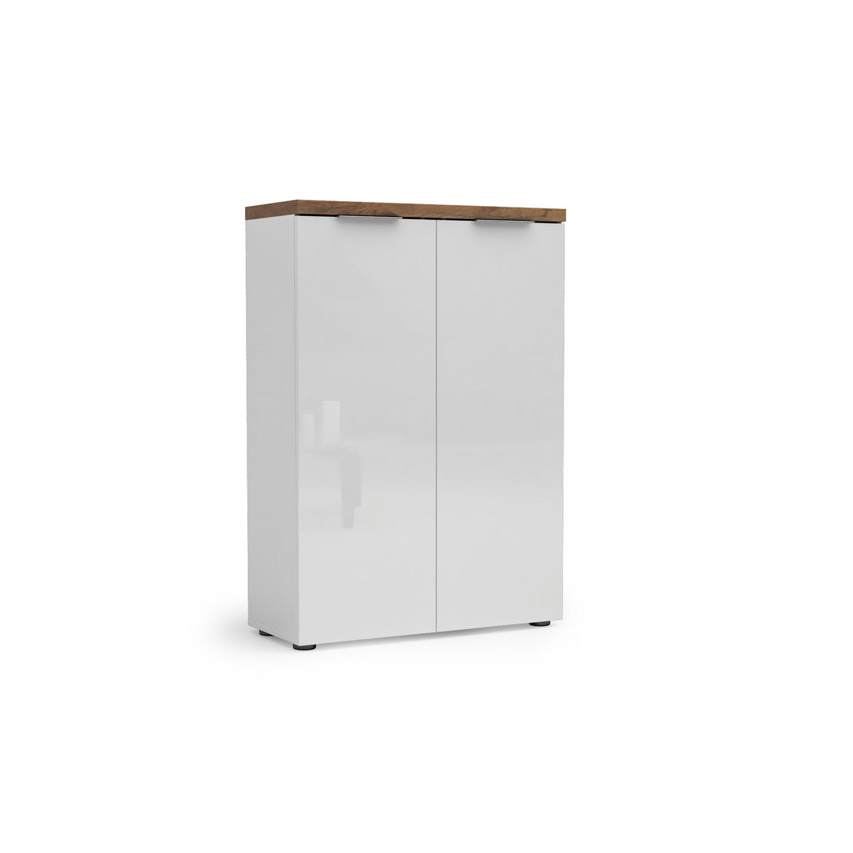 VISOKA KOMODA   80,2/115/34 cm   bijela, boje hrasta  - bijela/boje hrasta, Design, drvni materijal/metal (80,2/115/34cm) - Voleo