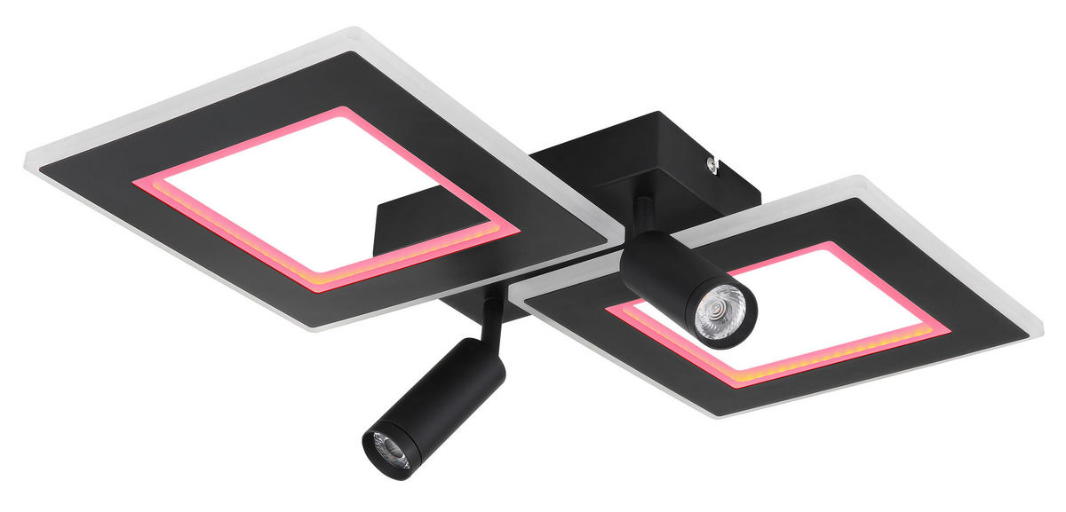 STROPNÍ LED SVÍTIDLO, 54/41/11,5 cm - černá/opál, Design, kov/plast (54/41/11,5cm) - Globo
