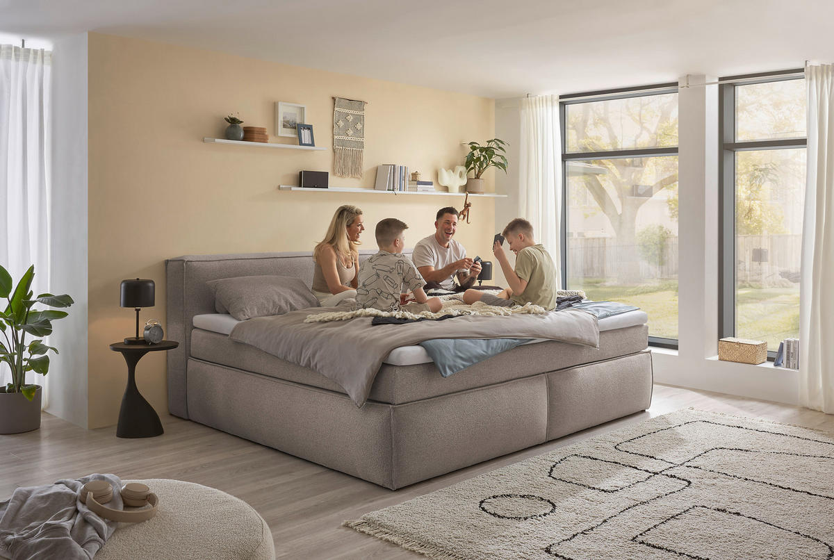 FAMILIENBOXSPRINGBETT - Taupe/Schwarz, LIFESTYLE, Kunststoff/Textil (240/200cm) - Esposa