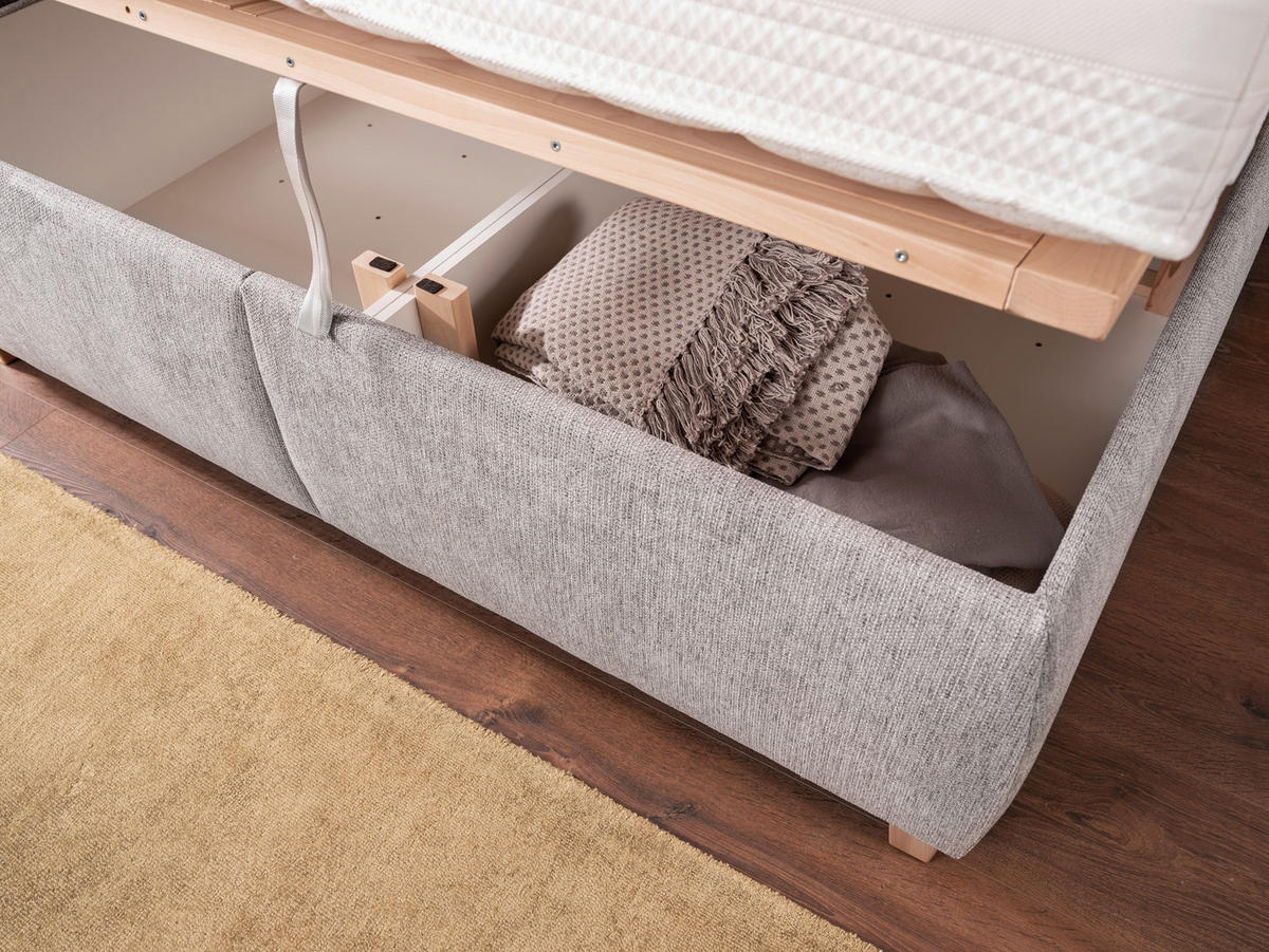 KÁRPITOZOTT ÁGY 180/200 cm  szürke  - szürke, Basics, textil/fa (180/200cm) - Esposa
