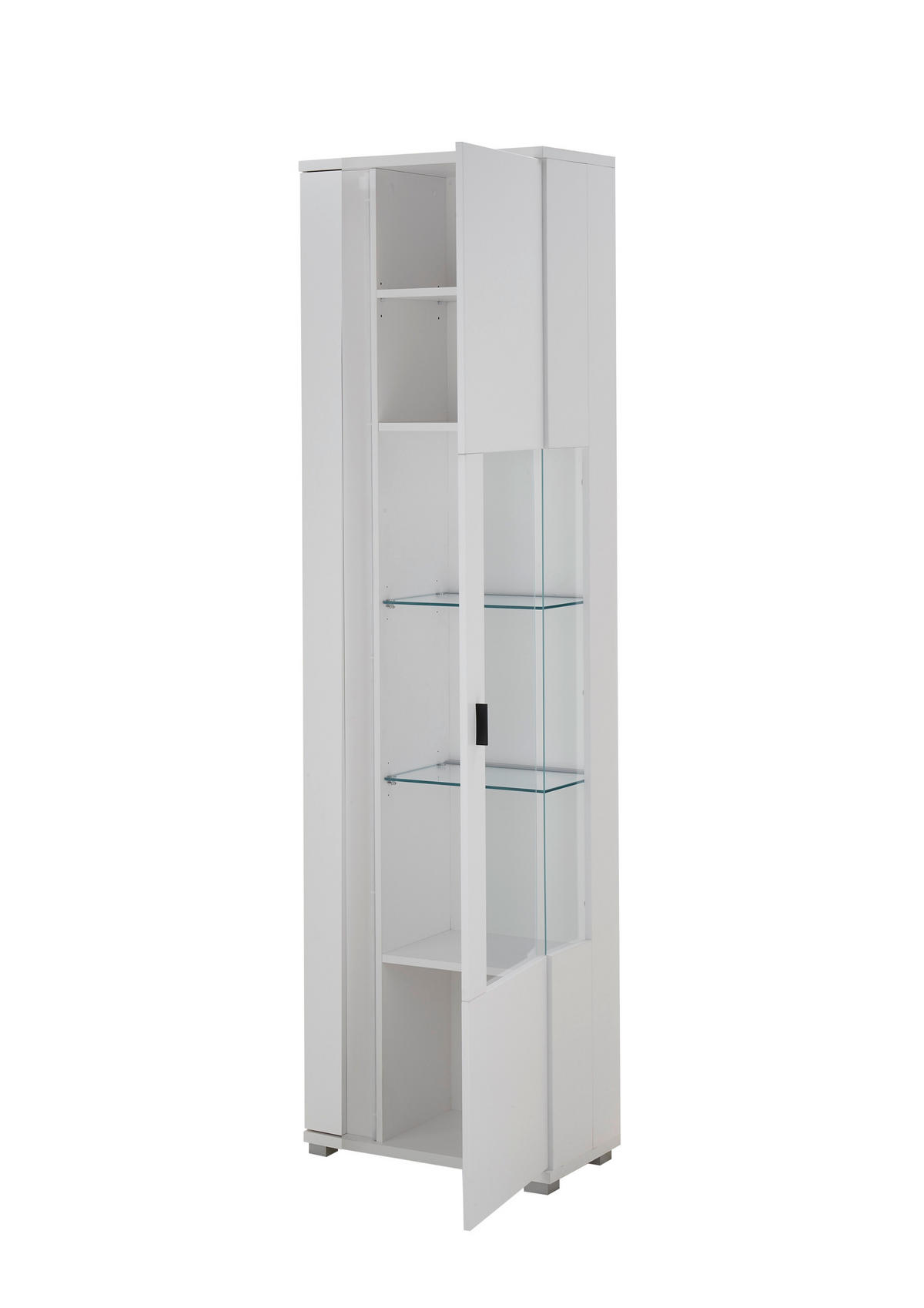 VITRINE in Weiß  - Silberfarben/Schwarz, Design, Glas/Holzwerkstoff (55/200/35cm) - MID.YOU