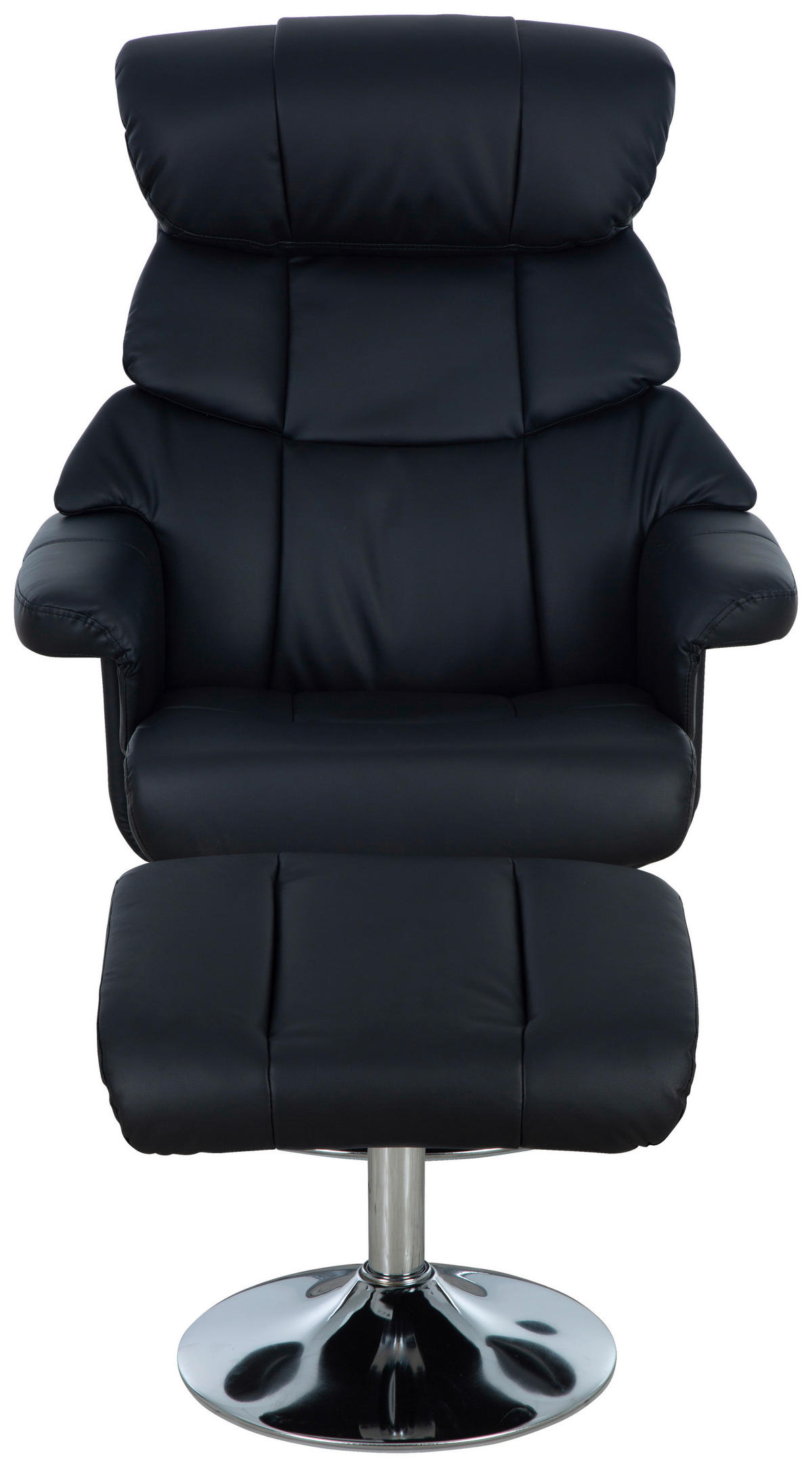 RELAXSESSELSET Lederlook Hocker    - Chromfarben/Schwarz, MODERN, Textil/Metall (80/108/86cm) - P & B