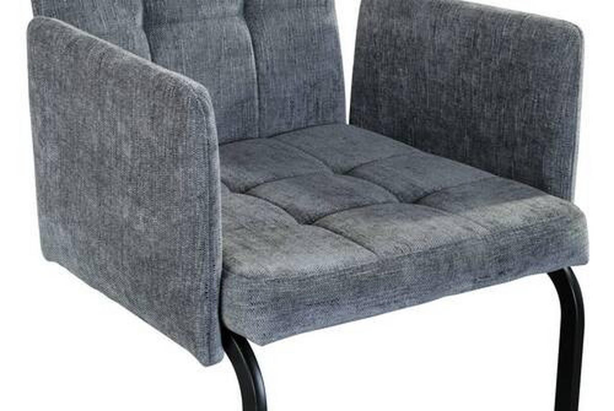 ARMLEHNSTUHL  in Eisen Webstoff  - Hellgrau/Schwarz, MODERN, Textil/Metall (52/91/59,5cm) - MID.YOU