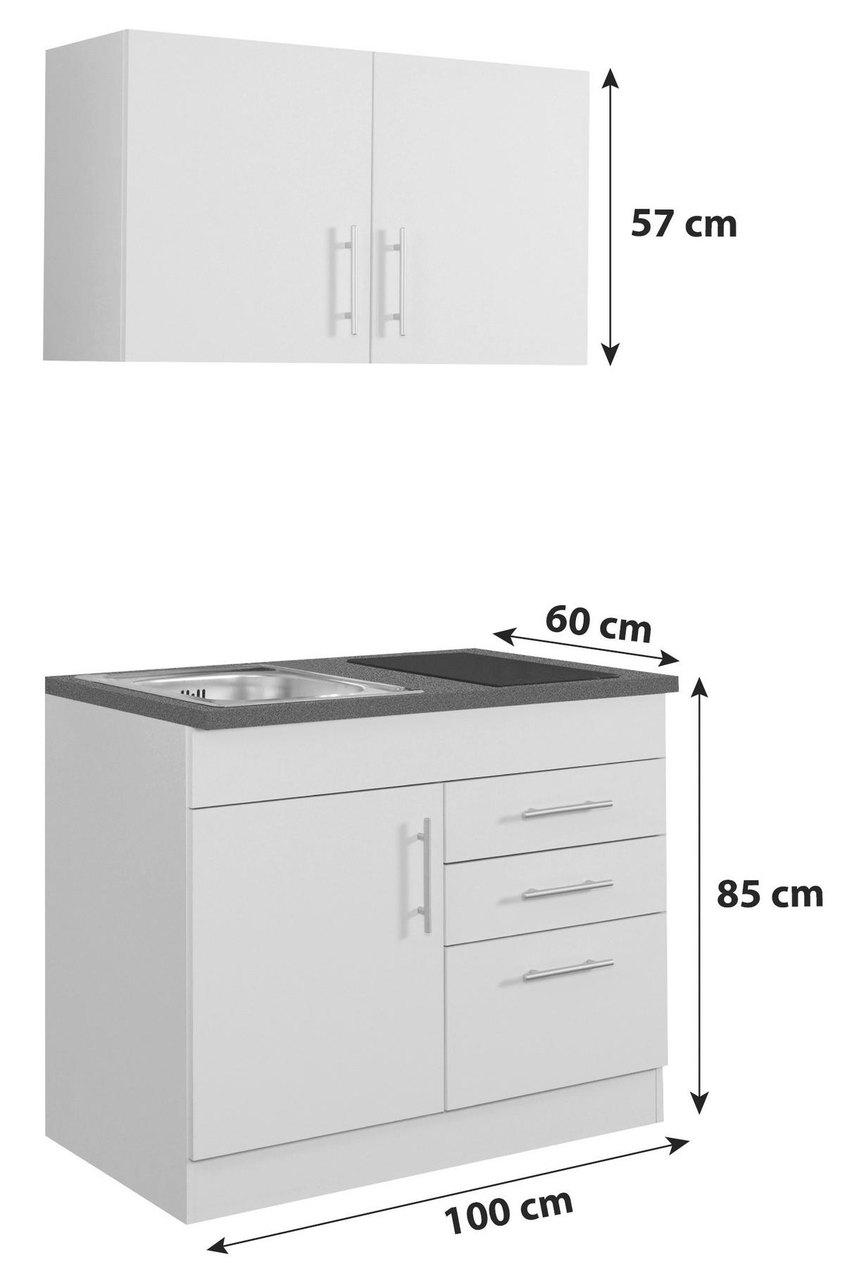 MINIKÜCHE TORONTO 100 cm  in Weiß  - Chromfarben/Graphitfarben, MODERN, Holzwerkstoff/Metall (100cm) - Held