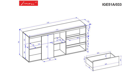 SIDEBOARD in 178/80/40 cm - Schwarz/Weiß, Design, Holzwerkstoff/Kunststoff (178/80/40cm) - Carryhome