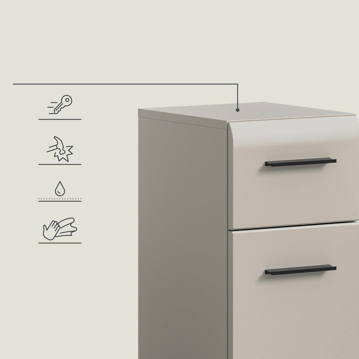 MIDISCHRANK 30/80/30 cm  - Kaschmir/Schwarz, Trend, Holzwerkstoff/Kunststoff (30/80/30cm) - MID.YOU