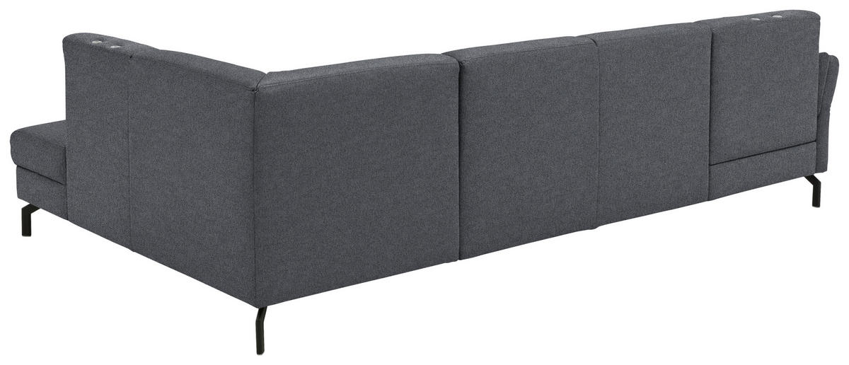 WOHNLANDSCHAFT  in Flachgewebe Anthrazit  - Anthrazit/Schwarz, KONVENTIONELL, Textil/Metall (170/307/190cm) - Beldomo Comfort