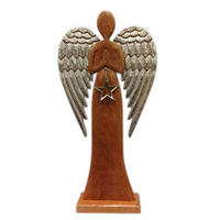 DEKOENGEL  - Silberfarben/Braun, LIFESTYLE, Holz/Metall (12/27/5cm) - X-Mas