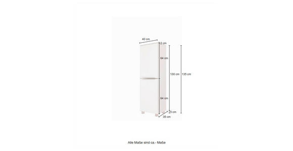 MIDISCHRANK 40/130/35 cm  - Edelstahlfarben/Silberfarben, KONVENTIONELL, Holzwerkstoff/Kunststoff (40/130/35cm) - Xora