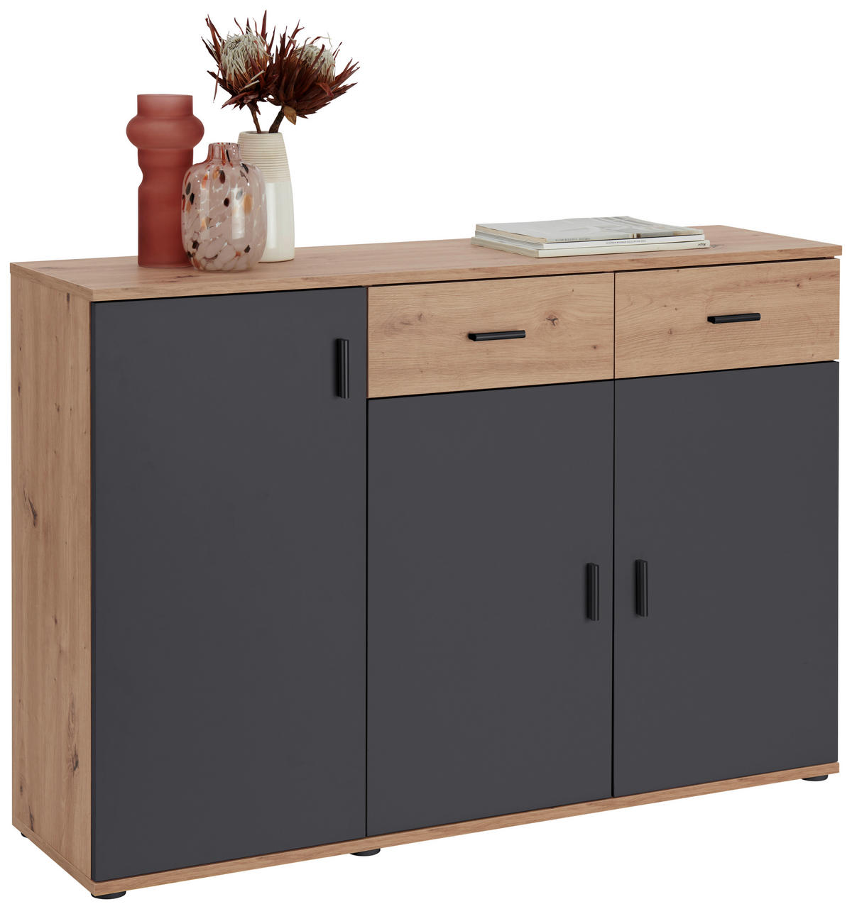 KOMMODE  in 119,9/82/34,7 cm  - Anthrazit/Schwarz, MODERN, Holzwerkstoff/Kunststoff (119,9/82/34,7cm) - Xora