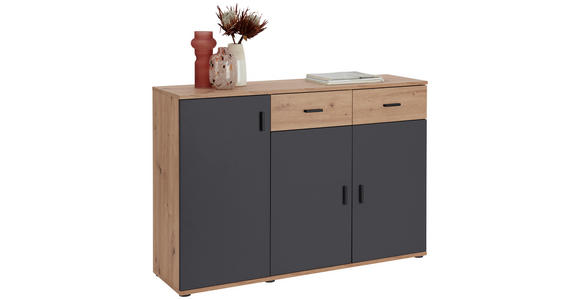 KOMMODE , 119,9/82/34,7 cm, 2 Schublade(n)  - Anthrazit/Schwarz, MODERN, Holzwerkstoff/Kunststoff (119,9/82/34,7cm) - Xora