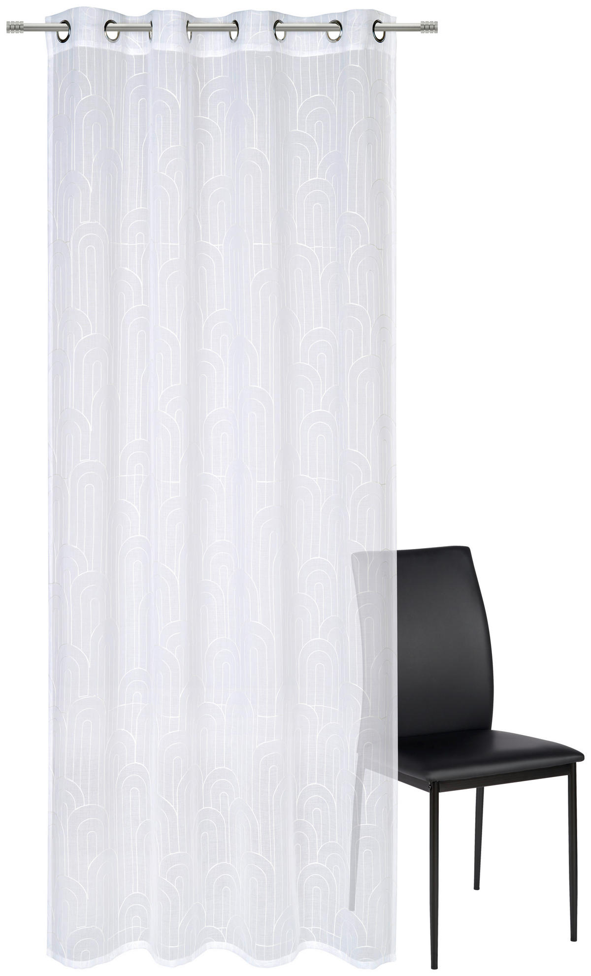 ZAVESA SA KARIKAMA bela - bela, Dizajnerski, tekstil (140/245cm) - Esposa