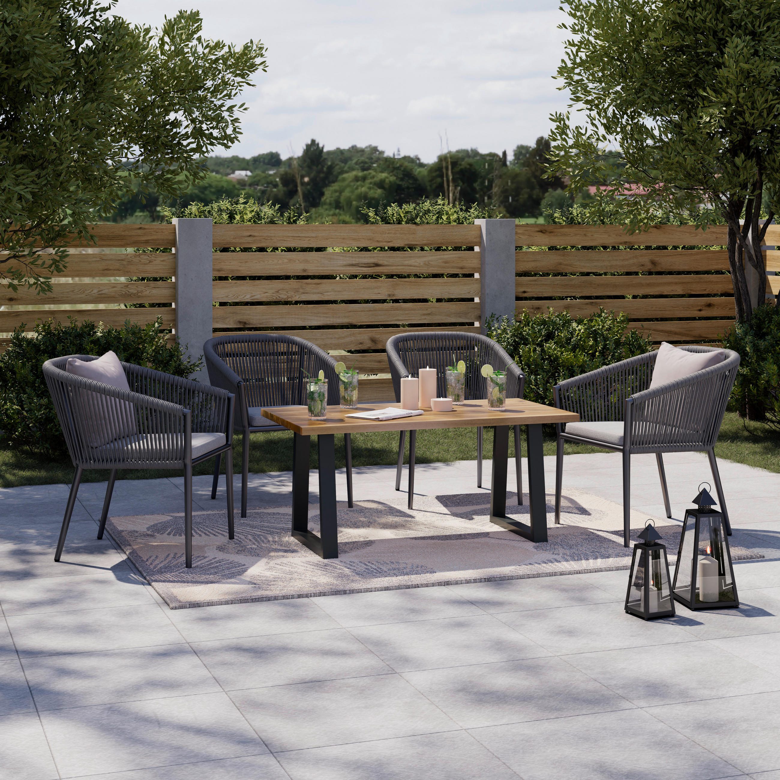 ZAHRADNÍ STOLEK, dřevo, kov, 115/45/60 cm - barvy akácie, Moderní, kov/dřevo (115/45/60cm) - Ambia Garden