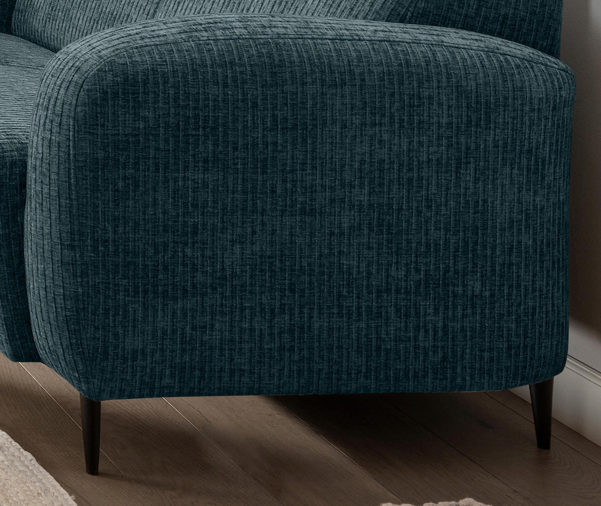 3-SITZER-SOFA in Mikrofaser Blau  - Blau/Schwarz, Modern, Textil/Metall (180/76/90cm) - Livetastic