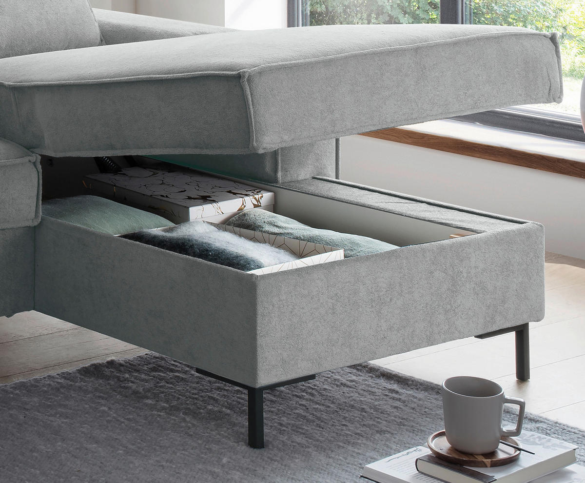 KUTNA GARNITURA tekstil  antracit   - crna/antracit, Moderno, tekstil/metal (240/150cm) - Livetastic
