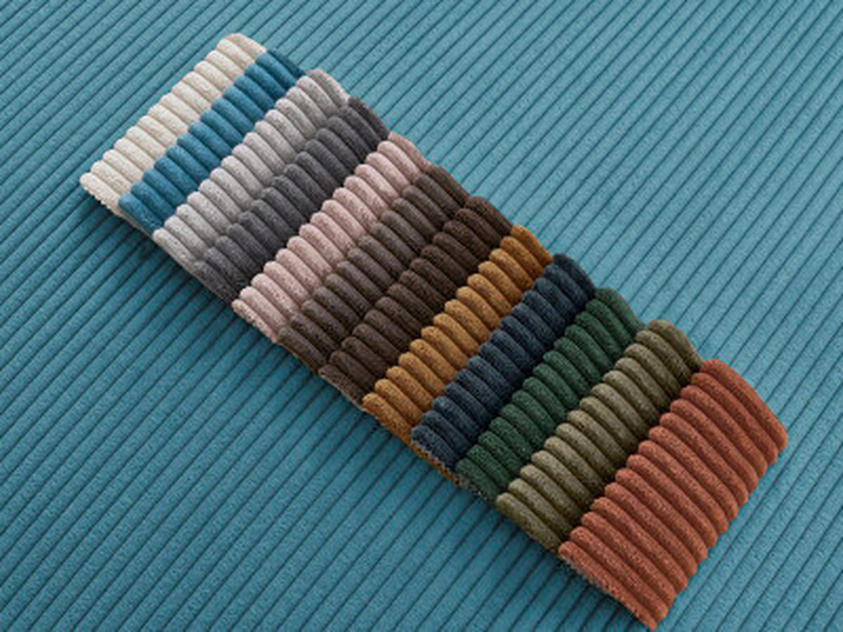 ECKSOFA Ottomane rechts  ATILLA Hellblau Cord  - Schwarz/Hellblau, MODERN, Kunststoff/Textil (244/149cm)