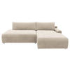 ECKSCHLAFSOFA in Cord Creme  - Creme/Schwarz, Modern, Kunststoff/Textil (253/167cm) - Trendmanufaktur
