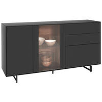 SIDEBOARD Anthrazit  174/80/44 cm  - Anthrazit, Natur, Glas/Holz (174/80/44cm) - Valnatura