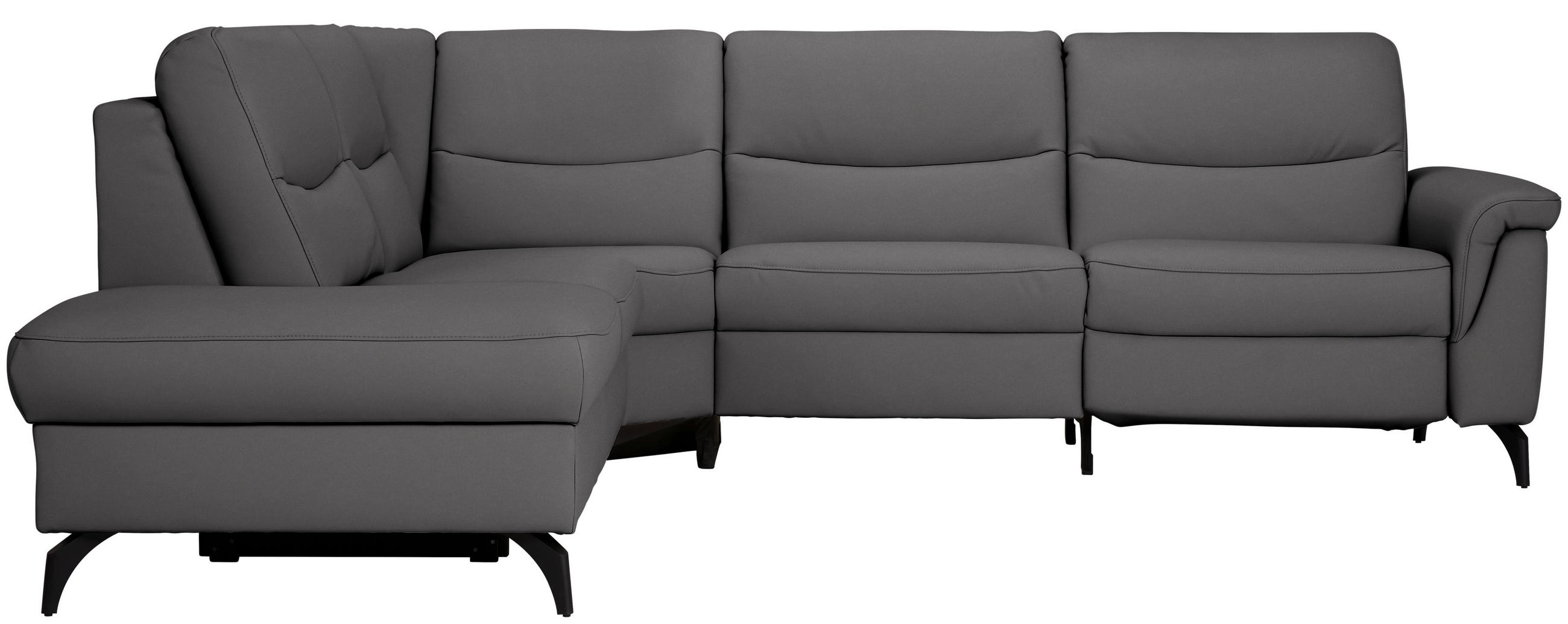 ECKSOFA in Echtleder Grau  249/280 cm  - Anthrazit/Grau, Design, Leder/Metall (249/280cm) - Himolla Komfortklass