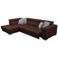 ECKSOFA in Chenille Rotbraun  - Chromfarben/Rotbraun, Design, Textil (207/301cm) - Xora