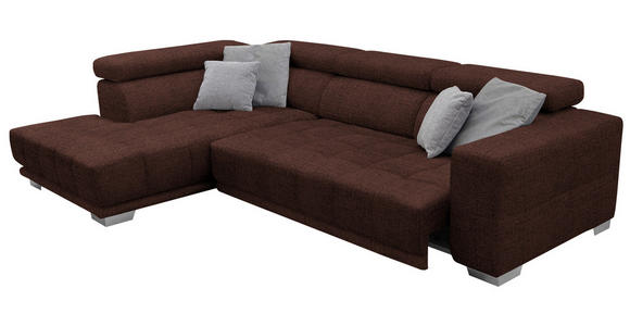 ECKSOFA in Chenille Rotbraun  - Chromfarben/Rotbraun, Design, Textil (207/301cm) - Xora