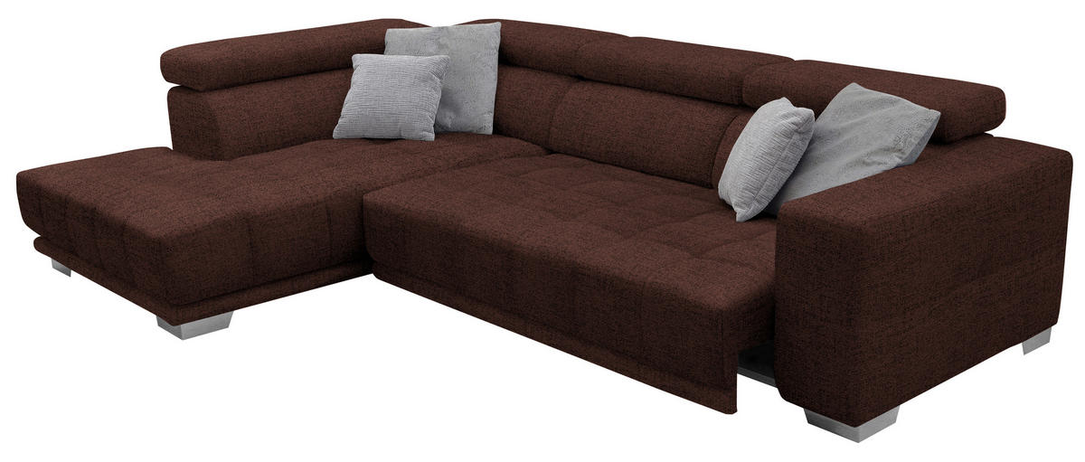 ECKSOFA in Chenille Rotbraun  - Chromfarben/Rotbraun, Design, Textil (207/301cm) - Xora