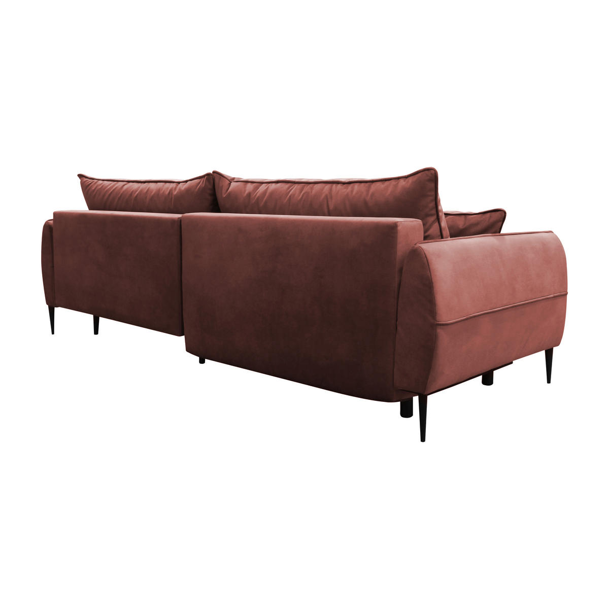 ECKSOFA Koralle Velours  - Koralle/Schwarz, Design, Textil/Metall (260/189cm) - MID.YOU