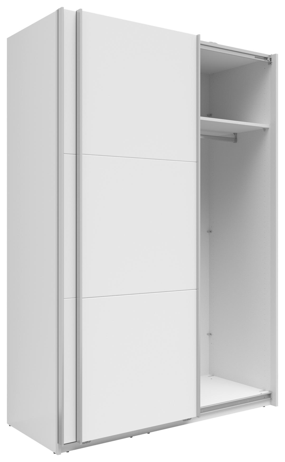 SCHWEBETÜRENSCHRANK 150/216/64 cm 2-türig Weiß  - Silberfarben/Weiß, Basics, Holzwerkstoff/Metall (150/216/64cm) - Boxxx