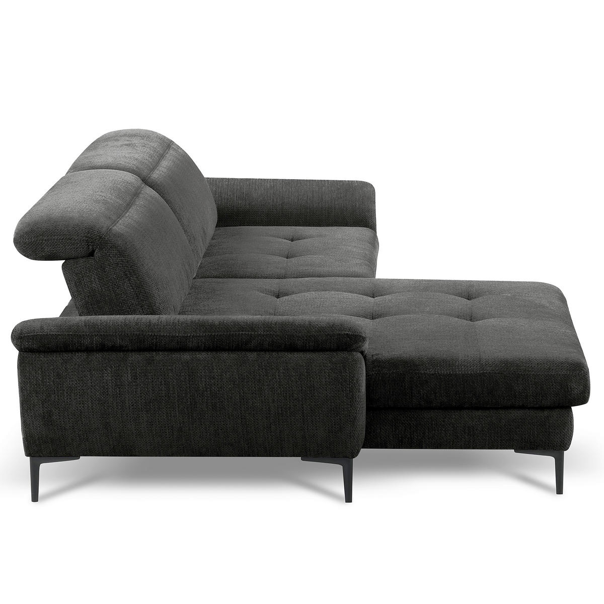 ECKSOFA  Webstoff Schwarz  - Schwarz, Design, Textil/Metall (195/268cm) - Livetastic