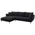 ECKSOFA  in Webstoff Schwarz  196/304 cm  - Schwarz, KONVENTIONELL, Textil/Metall (196/304cm) - Hom`in