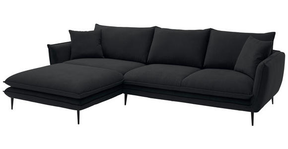 ECKSOFA  in Webstoff Schwarz  196/304 cm  - Schwarz, KONVENTIONELL, Textil/Metall (196/304cm) - Hom`in