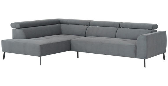 ECKSOFA in Feincord Anthrazit 205/280 cm - Anthrazit/Schwarz, Design, Textil/Metall (205/280cm) - Xora
