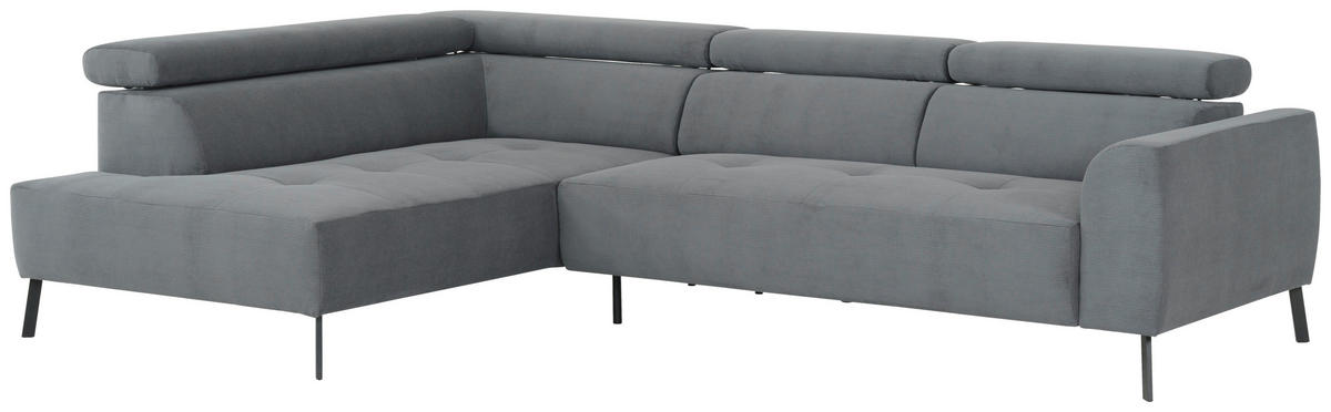 ECKSOFA in Feincord Anthrazit  205/280 cm  - Anthrazit/Schwarz, Design, Textil/Metall (205/280cm) - Xora