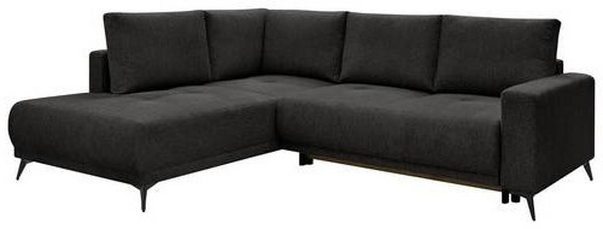 ECKSOFA RAFAEL Schwarz Struktur Rückenkissen, Bettkasten  - Schwarz, Design, Textil/Metall (218/269cm) - P & B