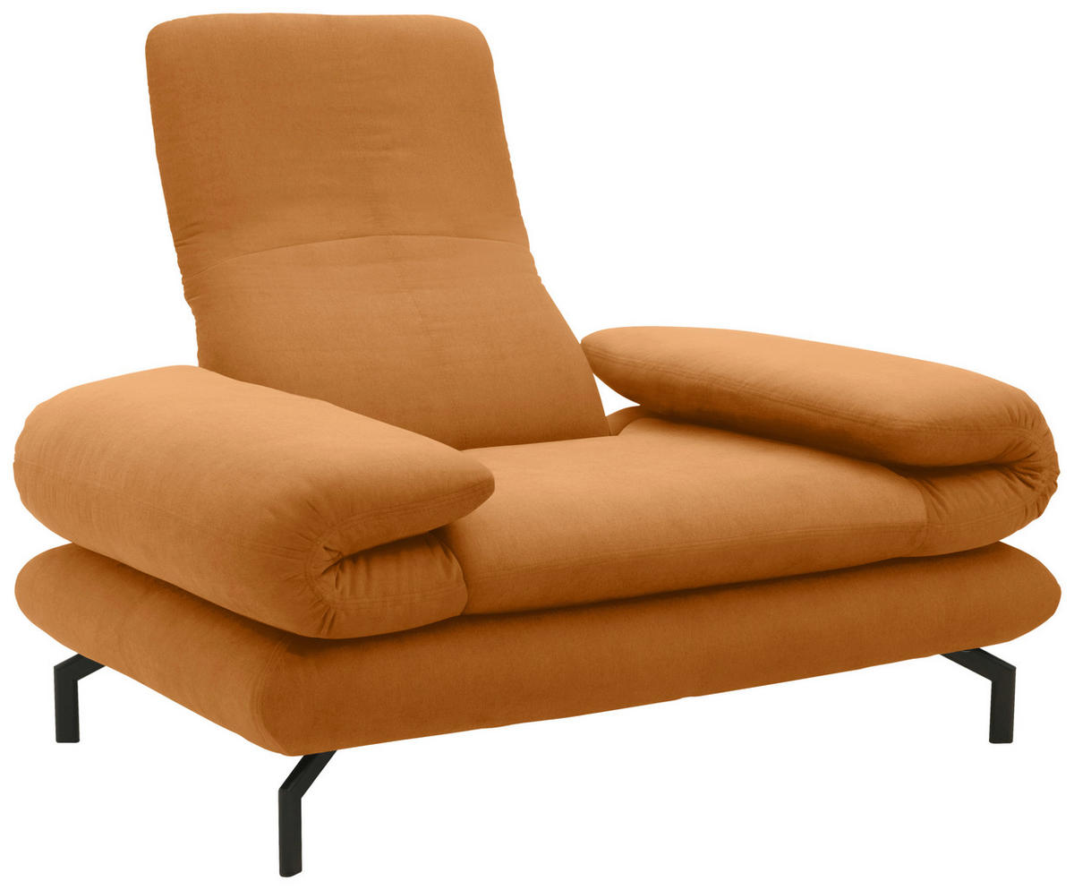 SESSEL mit Funktion in Webstoff Honig  - Schwarz/Honig, Design, Textil/Metall (139 (197)/83 (110)/98cm) - LOOKS by W.Joop