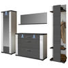 GARDEROBE 4-teilig  in 263,5/206,6/41,6 cm  - Weiß Hochglanz/Graphitfarben, Design, Holzwerkstoff (263,5/206,6/41,6cm) - Xora