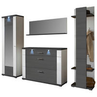 GARDEROBE 4-teilig  in 263,5/206,6/41,6 cm  - Weiß Hochglanz/Graphitfarben, Design, Holzwerkstoff (263,5/206,6/41,6cm) - Xora