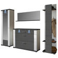 GARDEROBE 4-teilig  in 263,5/206,6/41,6 cm  - Weiß Hochglanz/Graphitfarben, Design, Holzwerkstoff (263,5/206,6/41,6cm) - Xora