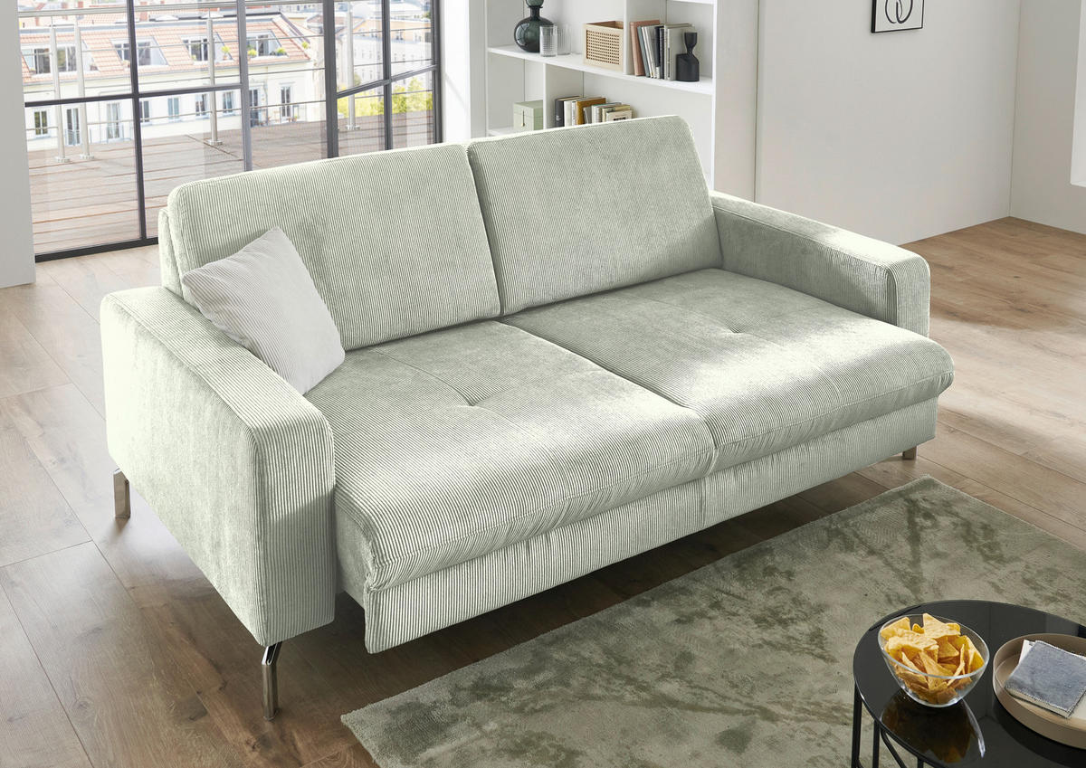 3-SITZER-SOFA Feincord Creme  - Chromfarben/Creme, Design, Textil/Metall (194/87/105cm) - Beldomo Style