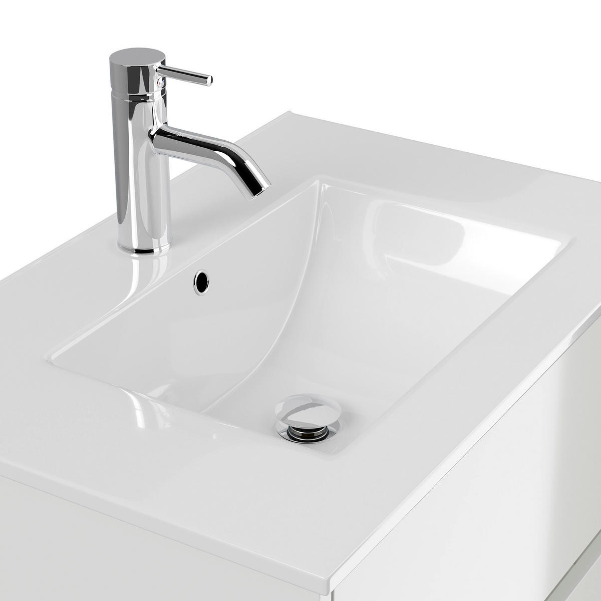 BADEZIMMER 2-teilig  in 70 cm  - Weiß Hochglanz/Weiß, Basics, Keramik/Holzwerkstoff (70cm) - MID.YOU