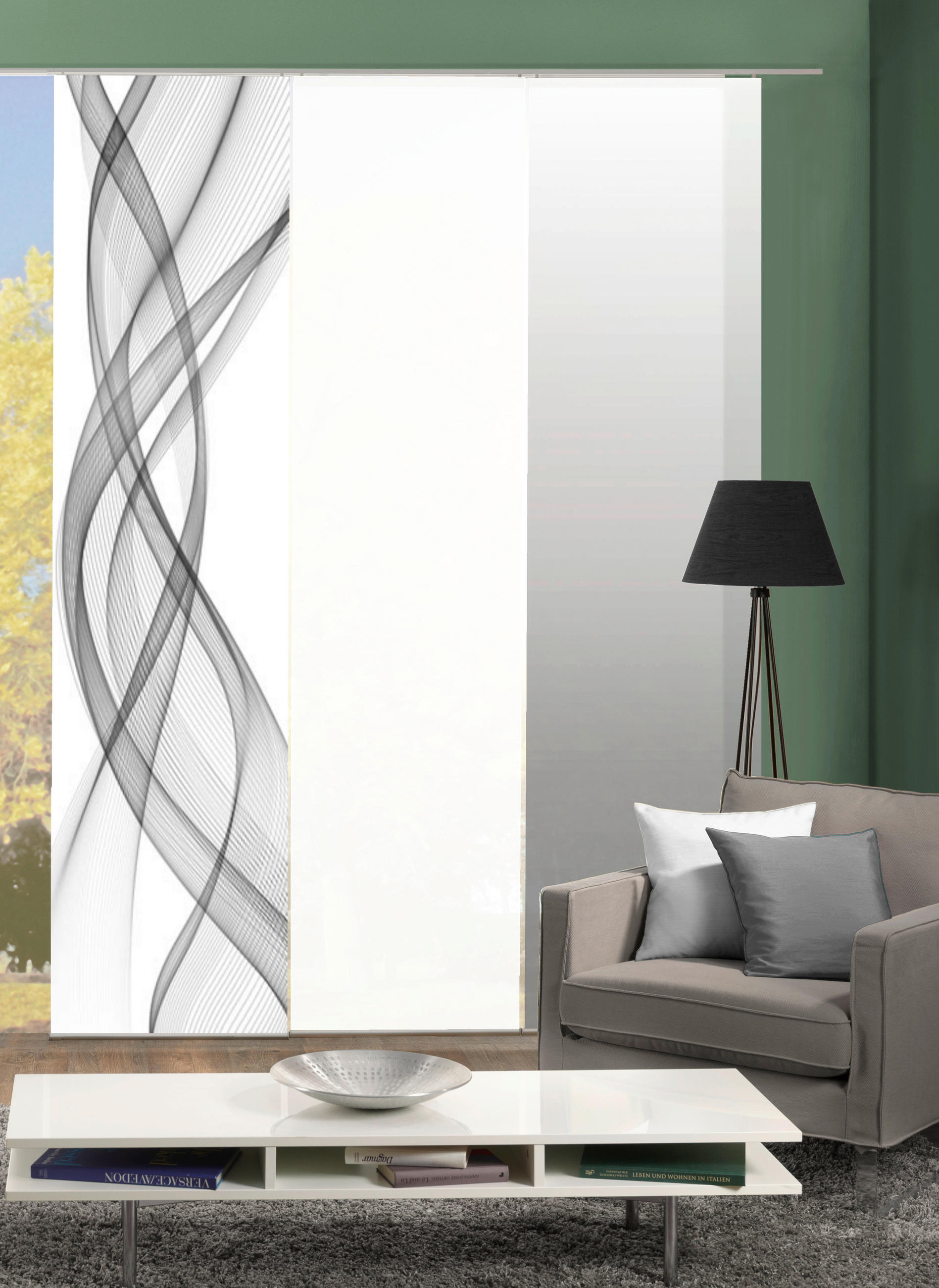 FLÄCHENVORHANG FERROLA, 3-TLG.  3 Stück  blickdicht   60/245 cm  - Grau, Basics, Textil (60/245cm)