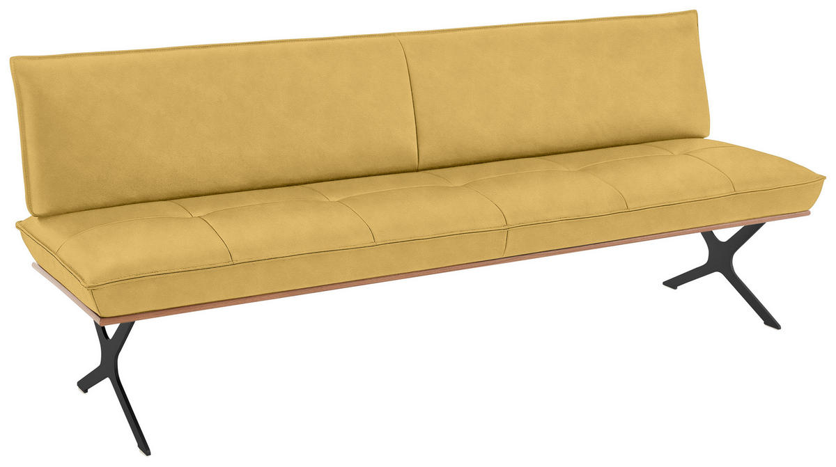 SITZBANK 214/88/66 cm  in Gelb, Schwarz  - Gelb/Schwarz, Design, Leder/Holz (214/88/66cm) - Koinor