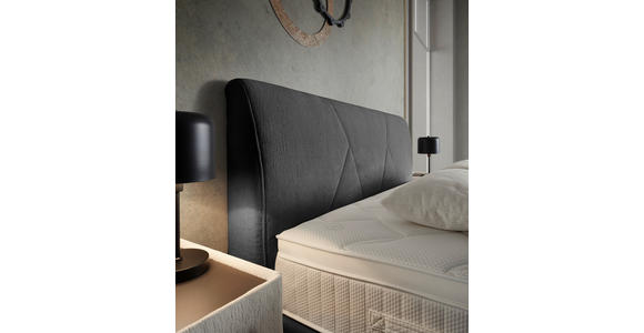 BOXSPRINGBETT 160/200 cm,  in Anthrazit, Topper, Matratzen, H2 + H2 = mittel  - Anthrazit/Schwarz, Design, Kunststoff/Textil (160/200cm) - Dieter Knoll
