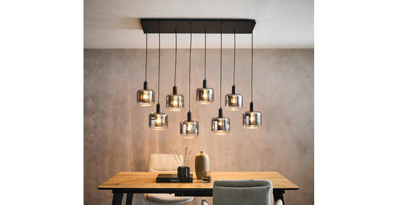HÄNGELEUCHTE 123/39/150 cm - Schwarz, Design, Glas/Kunststoff (123/39/150cm) - Novel