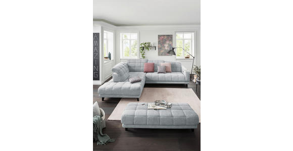 ECKSOFA in Webstoff Hellgrau  - Hellgrau/Schwarz, Design, Holz/Textil (216/302cm) - Xora