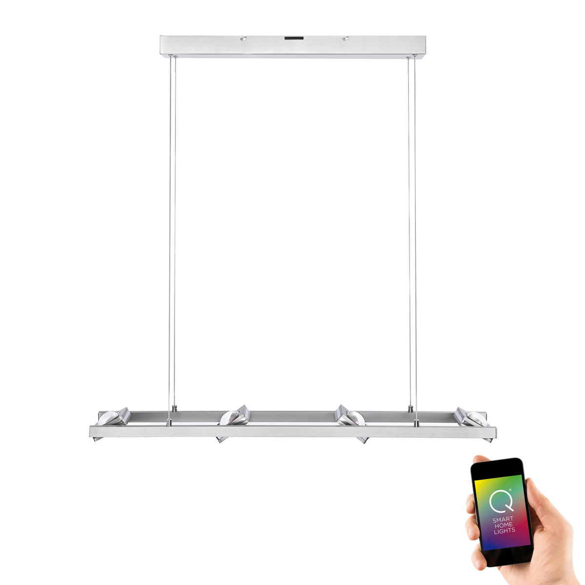 LED-HÄNGELEUCHTE  99/16,5/120 cm    - Edelstahlfarben, Design, Glas/Kunststoff (99/16,5/120cm) - Just Light